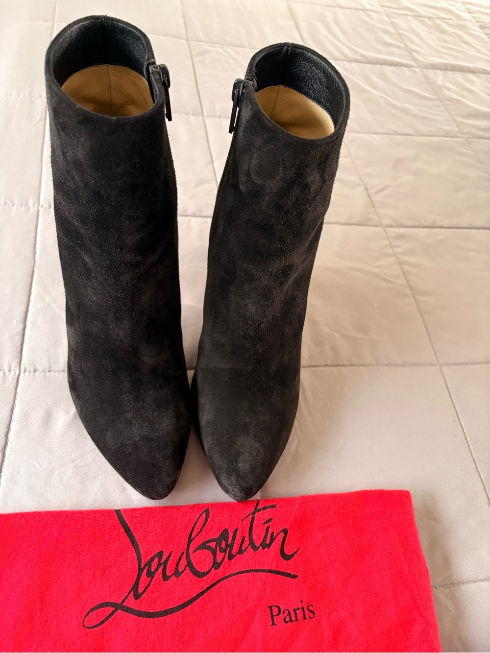 Christian Louboutin Black Suede Pointed Ankle Booties..worn about 3 times